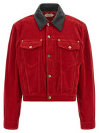Versace Red Cotton Full-Length Jacket