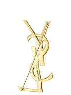 Saint Laurent Gold Brass Broch