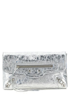 Balenciaga Silver Lamb Leather Clutch Bag