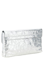 Balenciaga Silver Lamb Leather Clutch Bag