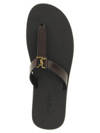 Saint Laurent Brown Calfskin Slides