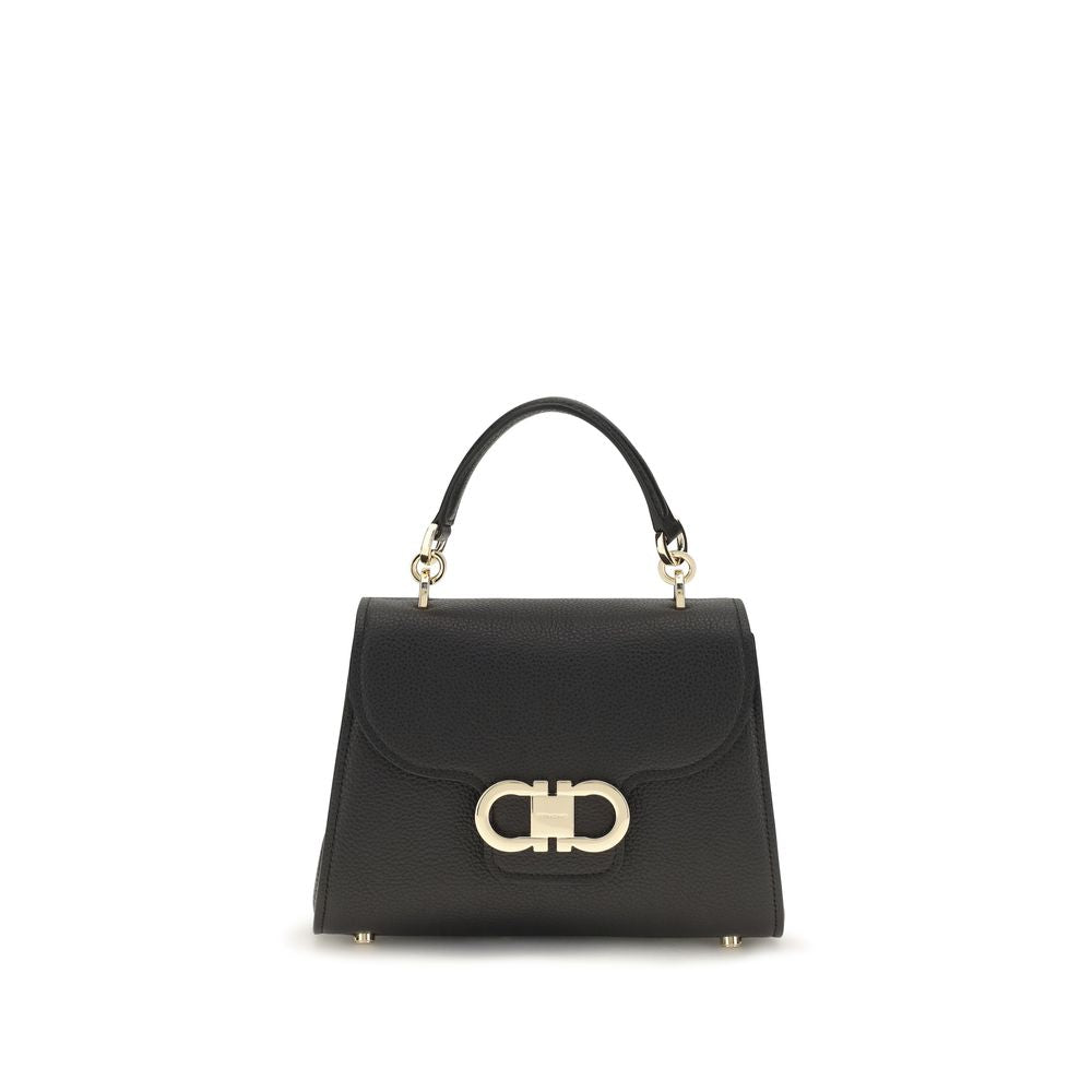 Ferragamo Black Calf Leather Bos Taurus Handbag