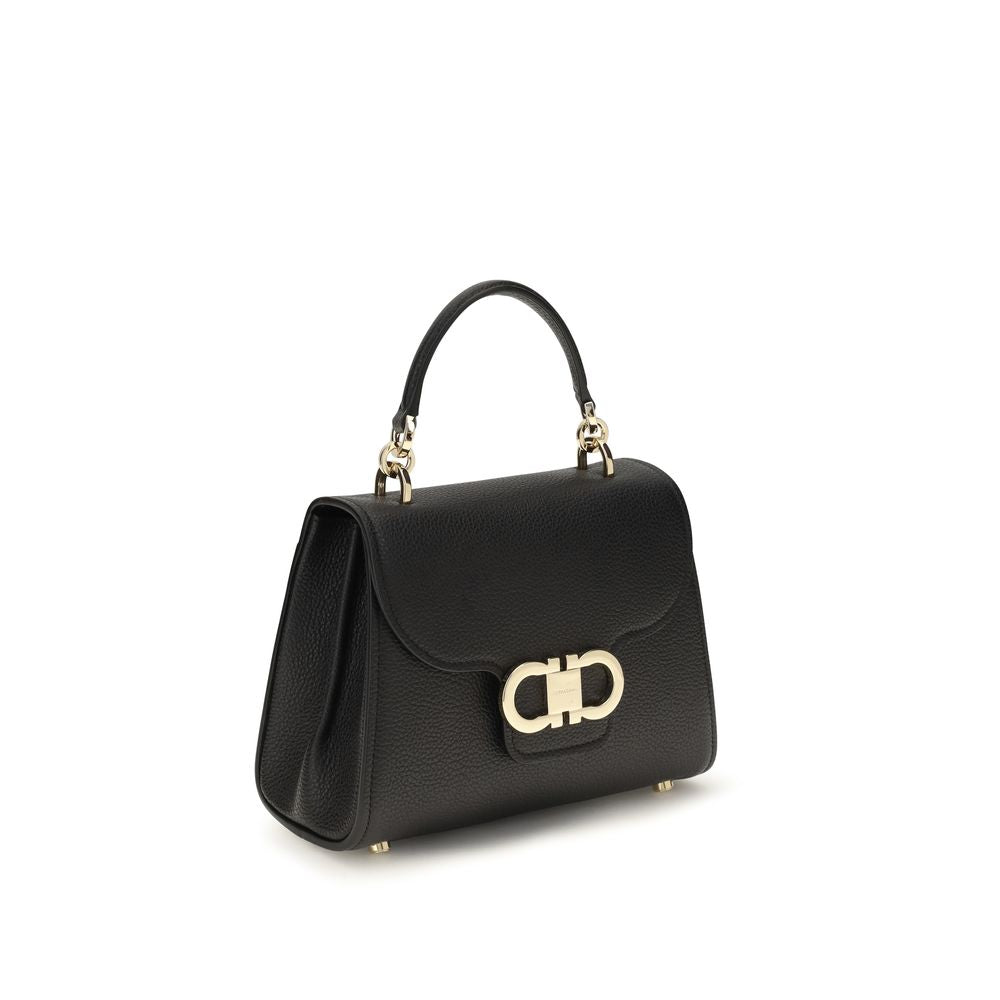 Ferragamo Black Calf Leather Bos Taurus Handbag