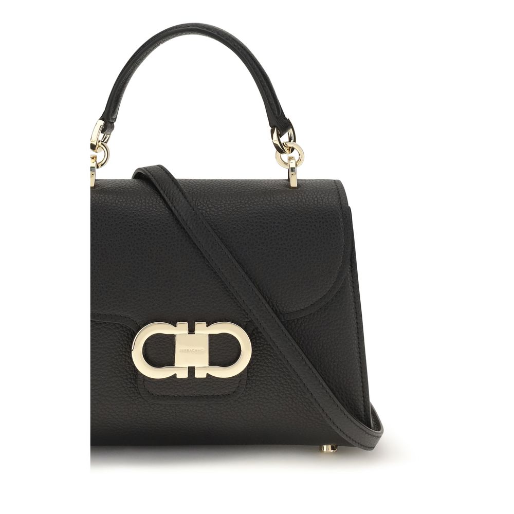 Ferragamo Black Calf Leather Bos Taurus Handbag