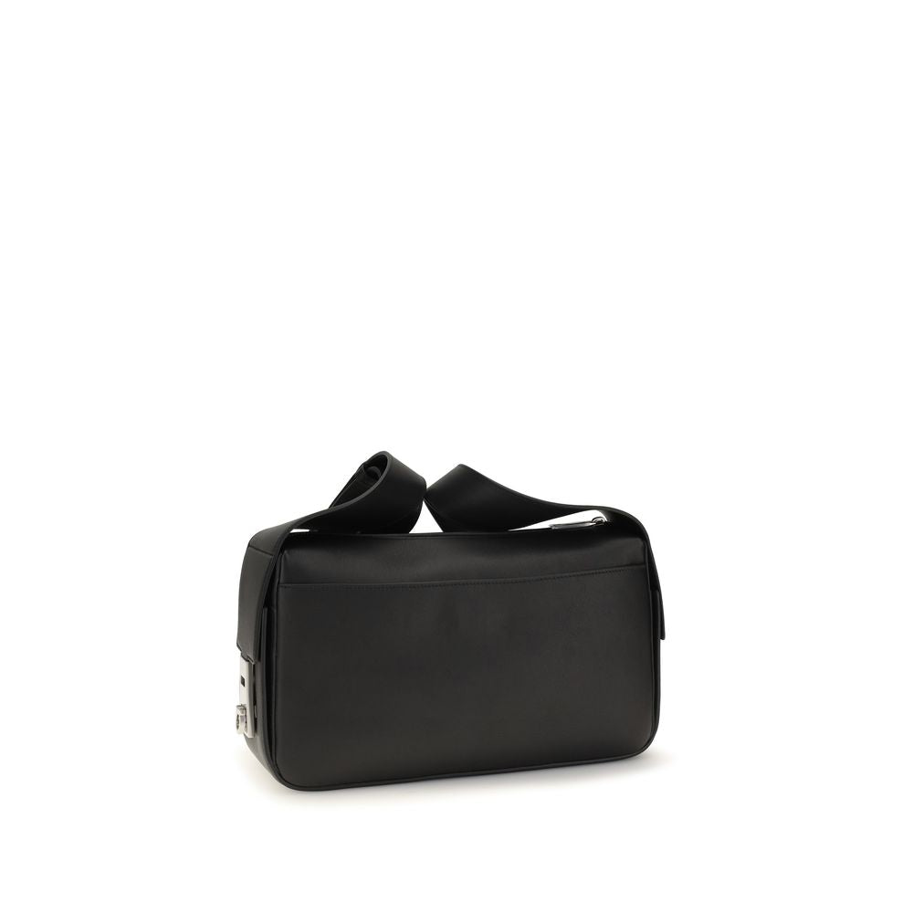 Ferragamo Black Calf Leather Bos Taurus Shoulder Bag