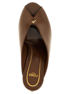 Fendi Brown Lamb Leather High Heel Pumps
