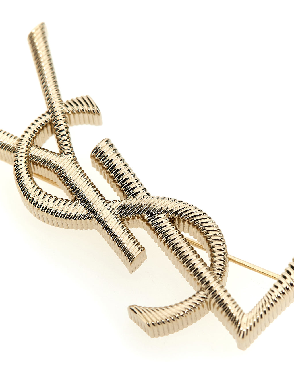 Saint Laurent Gold Brass Broch
