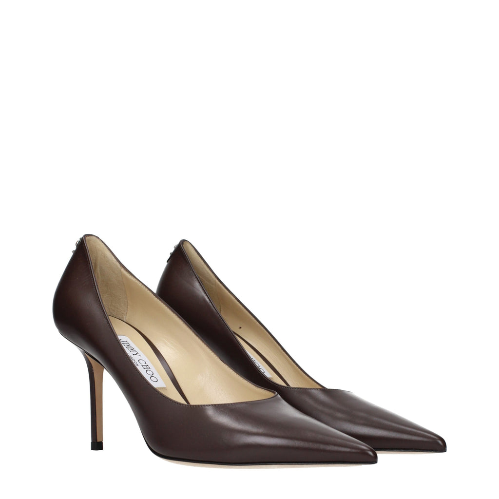 Jimmy Choo Brown Leather High Heel Pumps