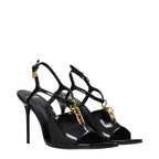 Balmain Black Leather Stiletto Heel Sandals