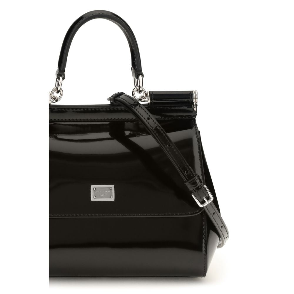 Dolce & Gabbana Black Calf Leather Bos Taurus Handbag