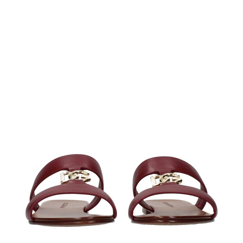 Dolce & Gabbana Red Leather Slippers