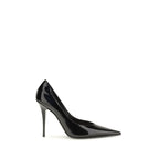 Amina Muaddi Black Calf Leather Bos Taurus High Heel Pumps