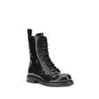 Dolce & Gabbana Black Calf Leather Bos Taurus Lace-Up Boots