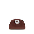 Amina Muaddi Bordeaux Satin Shoulder Bag