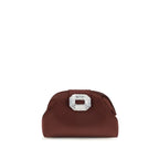 Amina Muaddi Bordeaux Satin Shoulder Bag