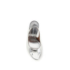 Amina Muaddi Silver Calf Leather Bos Taurus Sandals