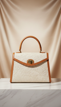 Ivory lace top-handle satchel