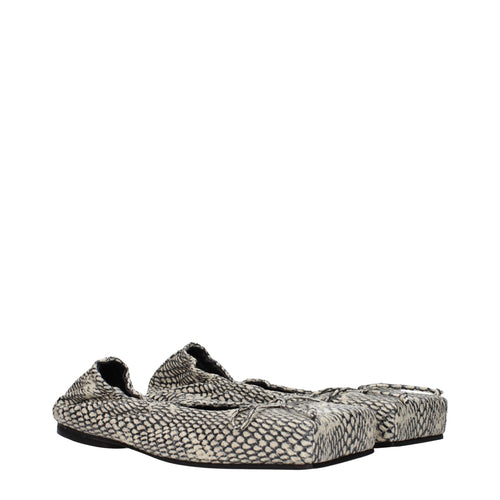 Beige Leather Ballet Flats